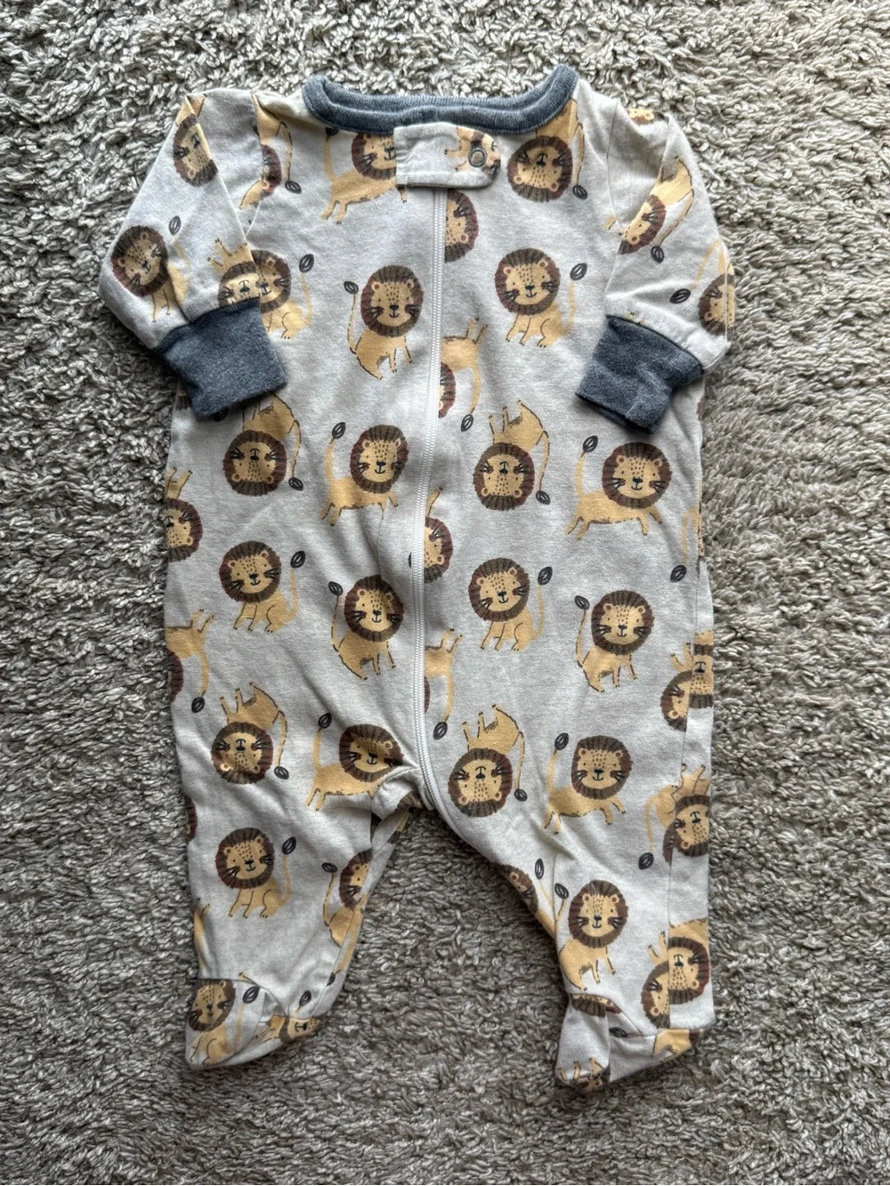 Gerber Organic Cotton Lion Footed Zip Sleeper Hat & Mittens Set Newborn